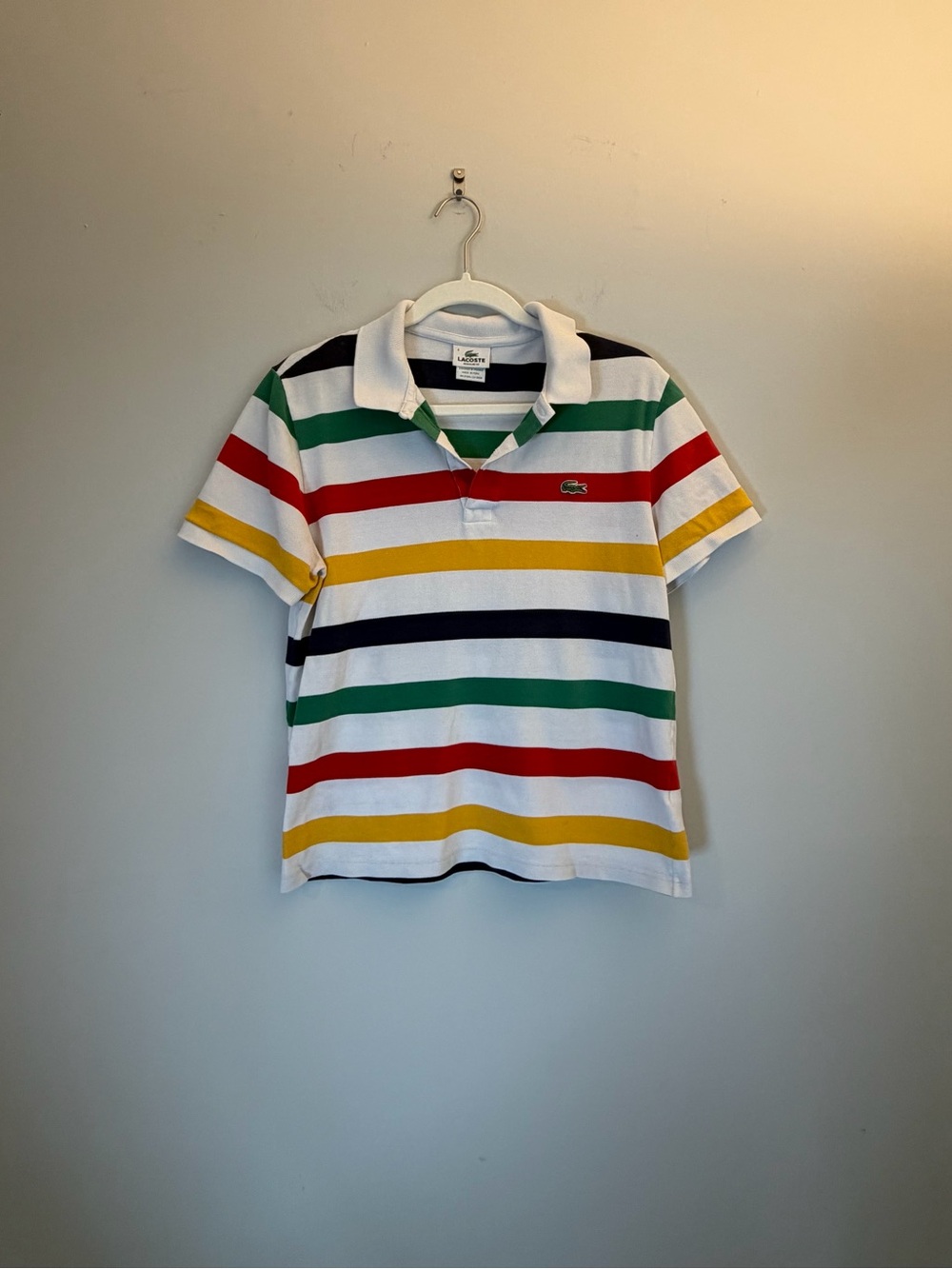 Lacoste Multicolor Striped Polo Shirt in White, Red, Green, Navy, Yellow